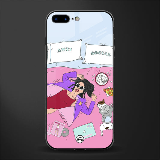 anti social chick girl glass case for iphone 8 plus image