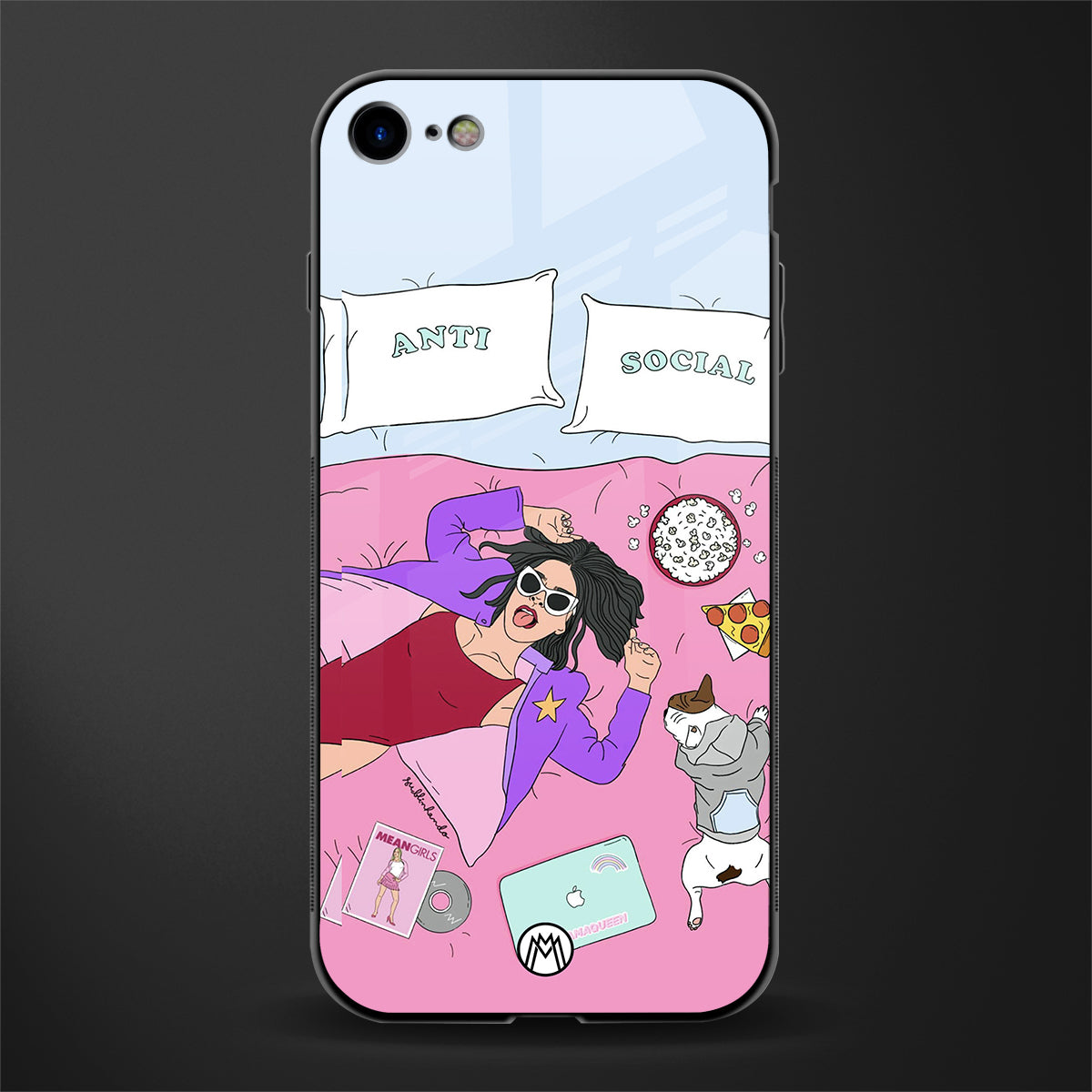 anti social chick girl glass case for iphone 8 image