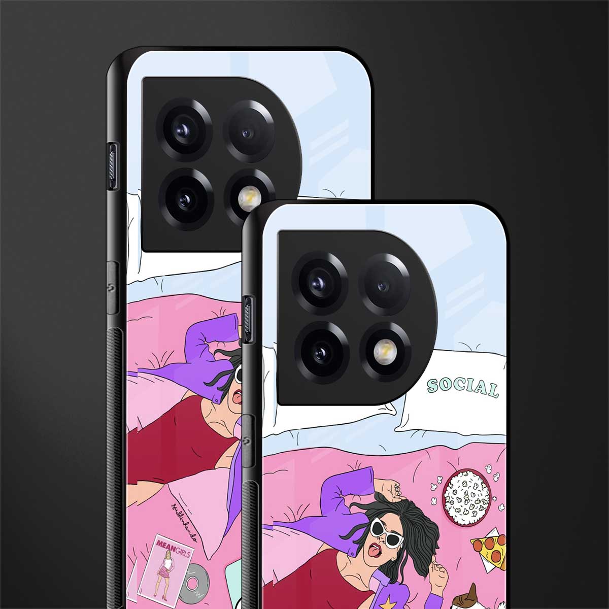 anti social chick girl back phone cover | glass case for oneplus 11