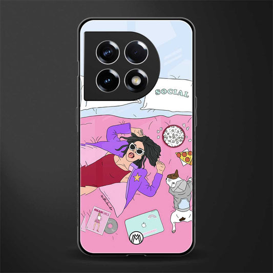 anti social chick girl back phone cover | glass case for oneplus 11
