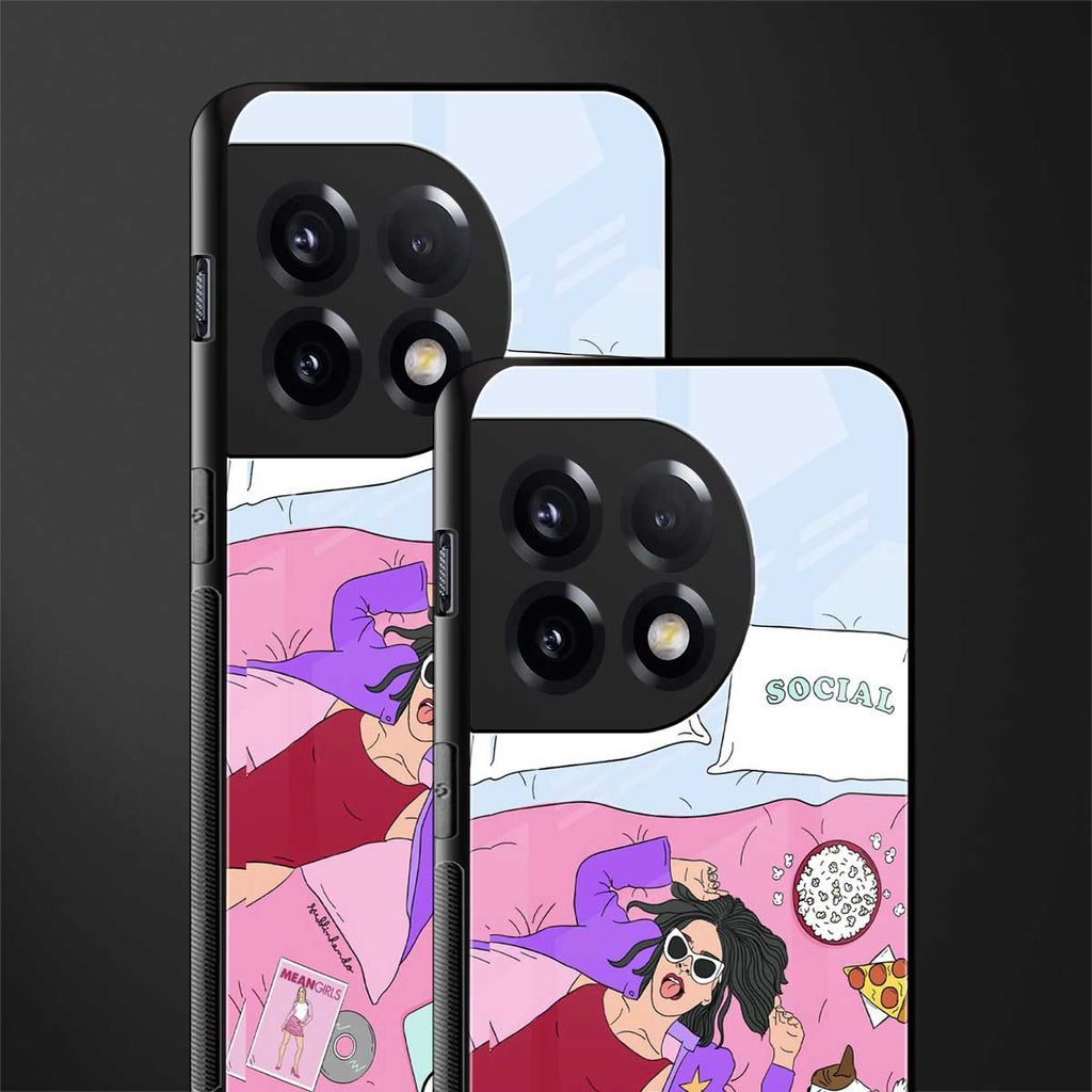 anti social chick girl back phone cover | glass case for oneplus 11r