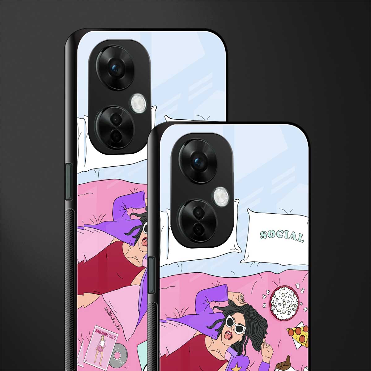 anti social chick girl back phone cover | glass case for oneplus nord ce 3 lite
