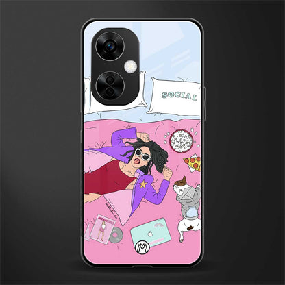 anti social chick girl back phone cover | glass case for oneplus nord ce 3 lite