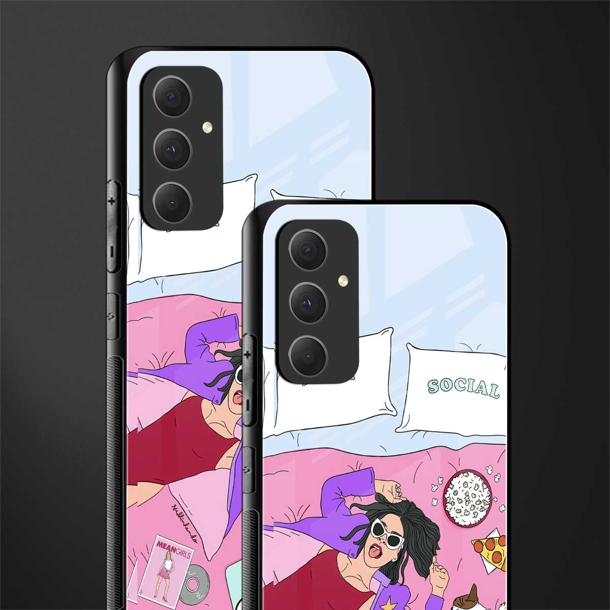 anti social chick girl back phone cover | glass case for samsung galaxy a54 5g