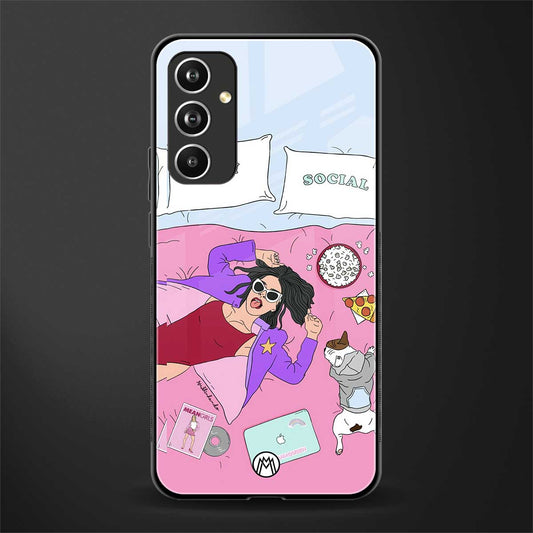 anti social chick girl back phone cover | glass case for samsung galaxy a54 5g