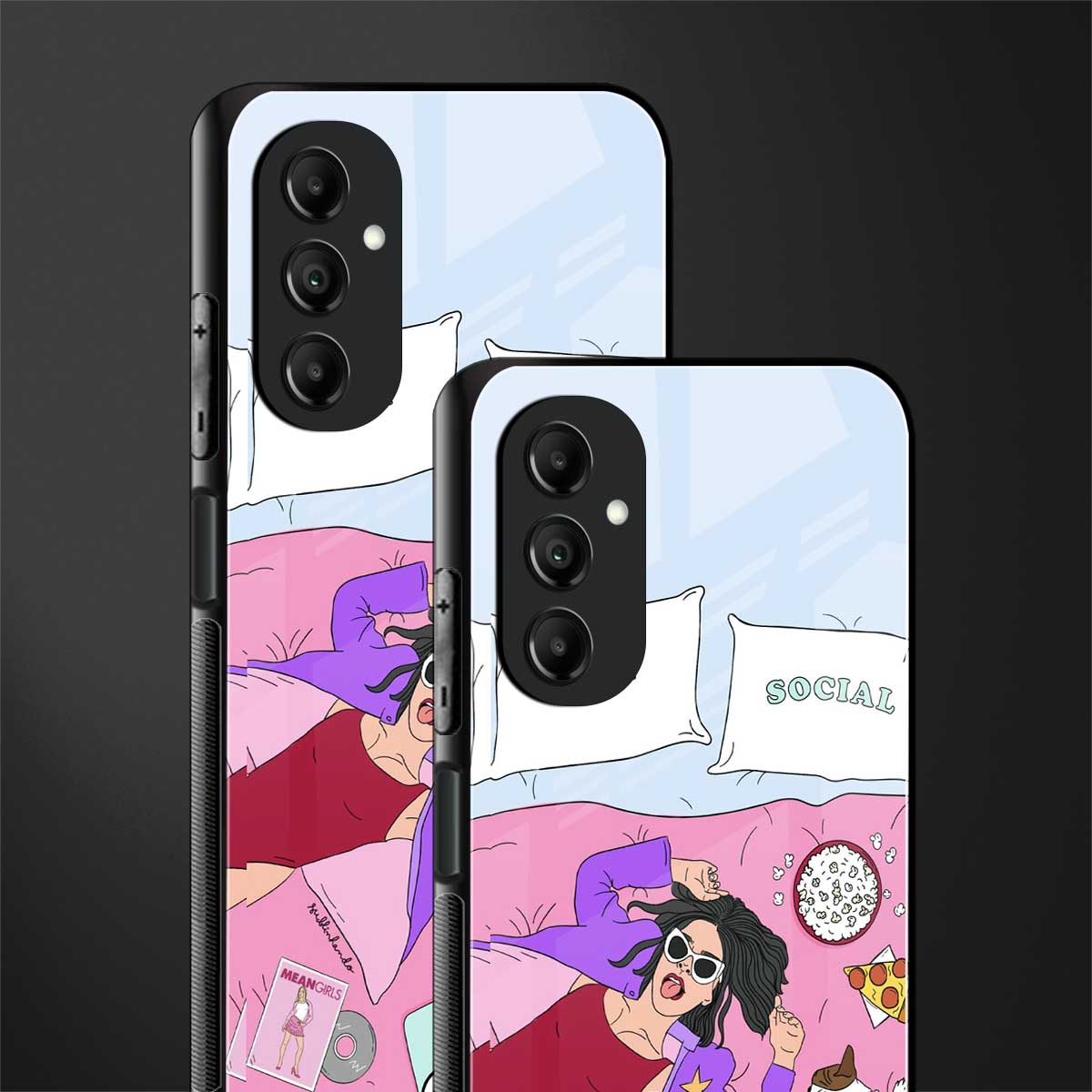 anti social chick girl back phone cover | glass case for samsung galaxy a14 5g
