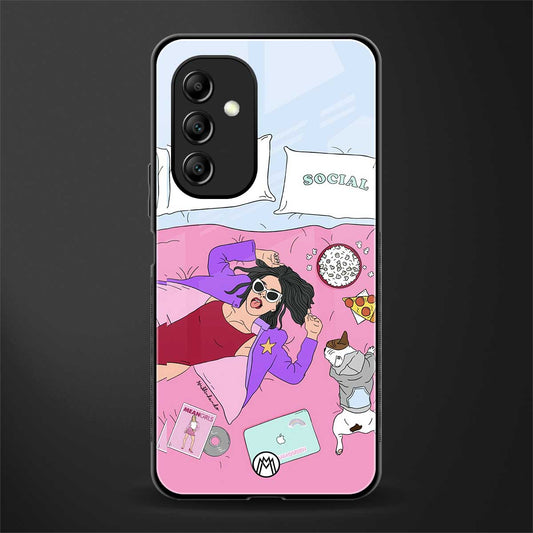 anti social chick girl back phone cover | glass case for samsung galaxy a14 5g