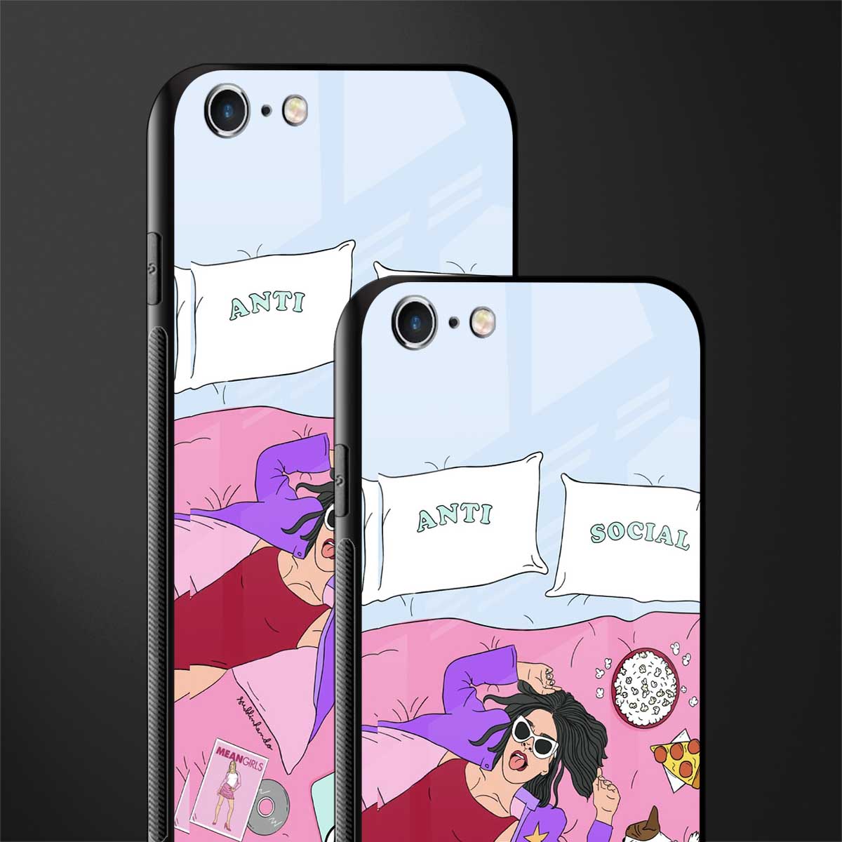 anti social chick girl glass case for iphone 6s plus image-2
