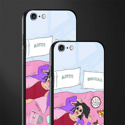 anti social chick girl glass case for iphone 6s plus image-2
