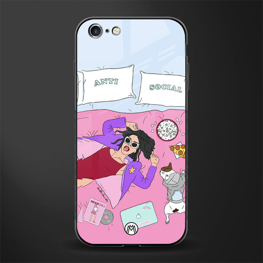anti social chick girl glass case for iphone 6 plus image