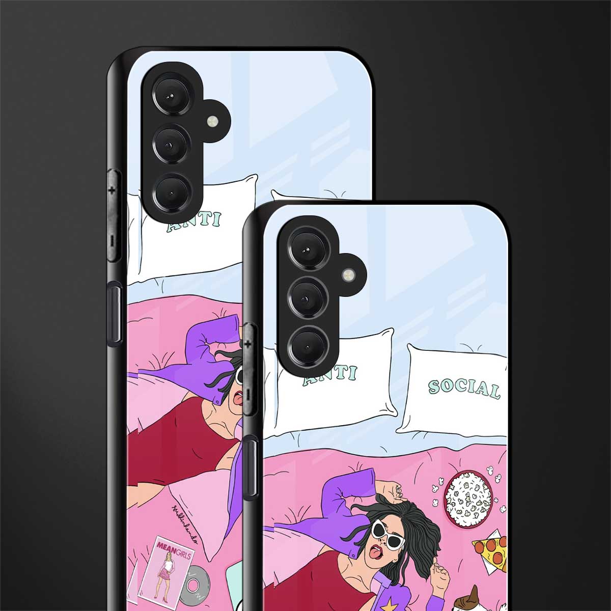 anti social chick girl back phone cover | glass case for samsun galaxy a24 4g