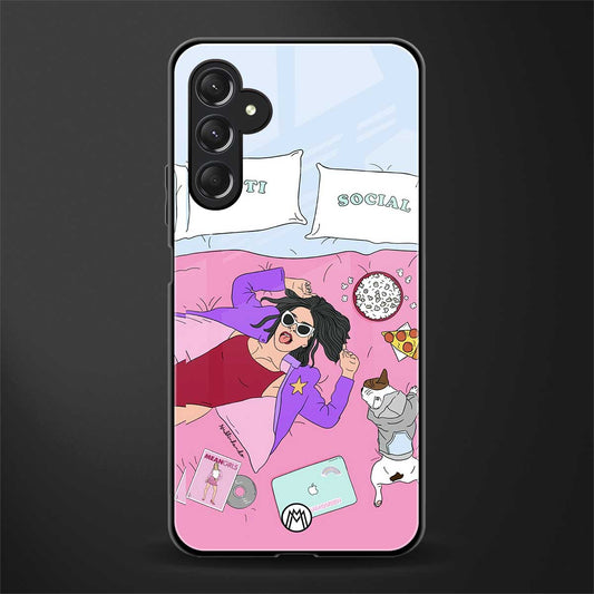 anti social chick girl back phone cover | glass case for samsun galaxy a24 4g