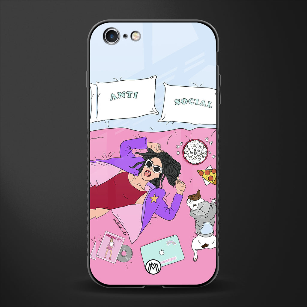 anti social chick girl glass case for iphone 6s plus image