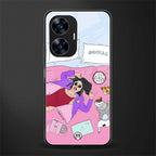 anti social chick girl back phone cover | glass case for realme c55