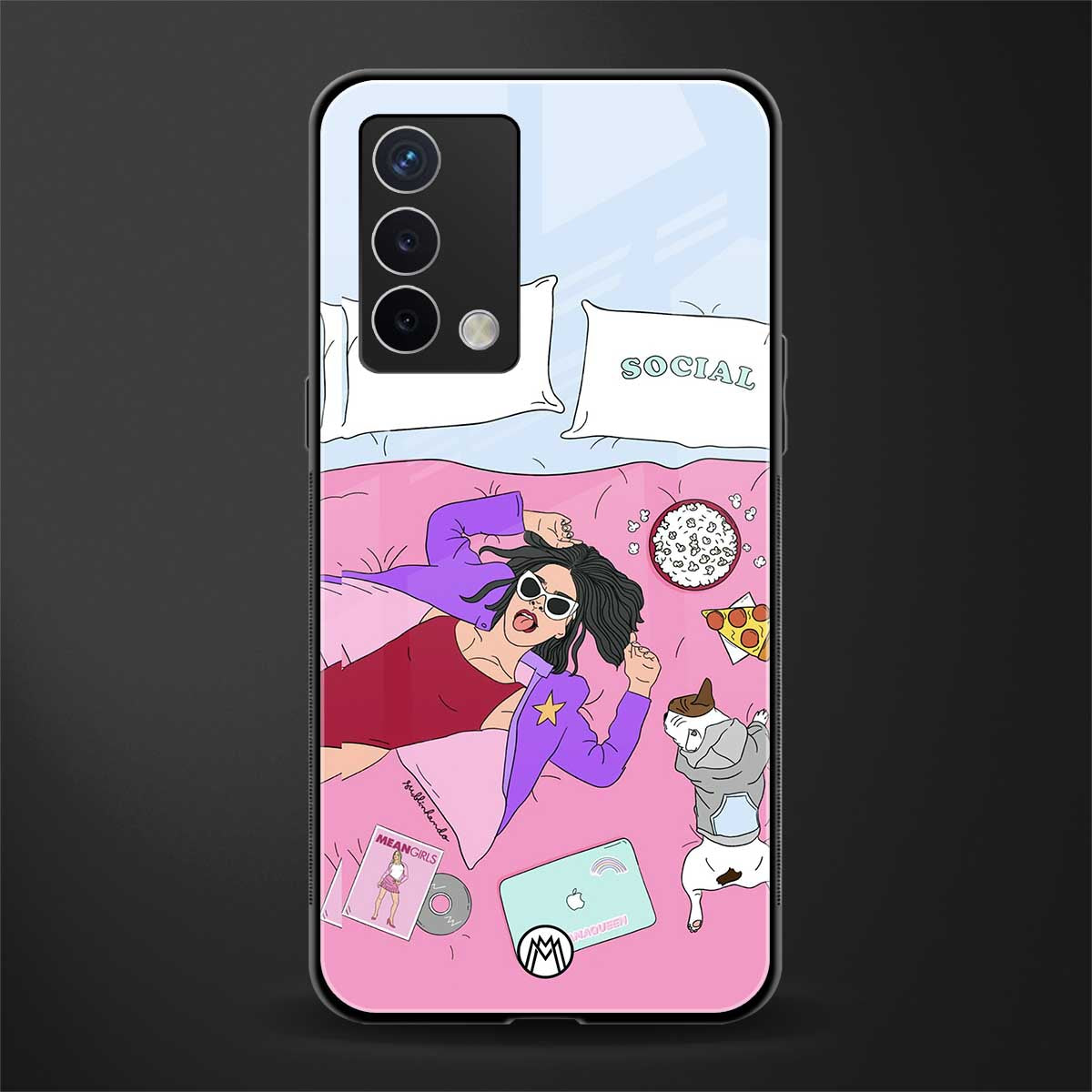 anti social chick girl back phone cover | glass case for oppo a74 4g
