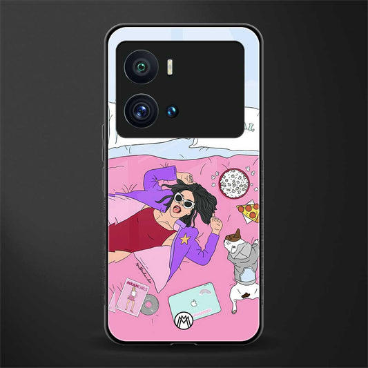 anti social chick girl back phone cover | glass case for iQOO 9 Pro