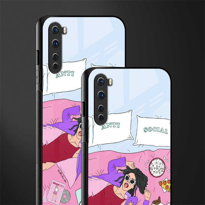 anti social chick girl glass case for oneplus nord ac2001 image-2