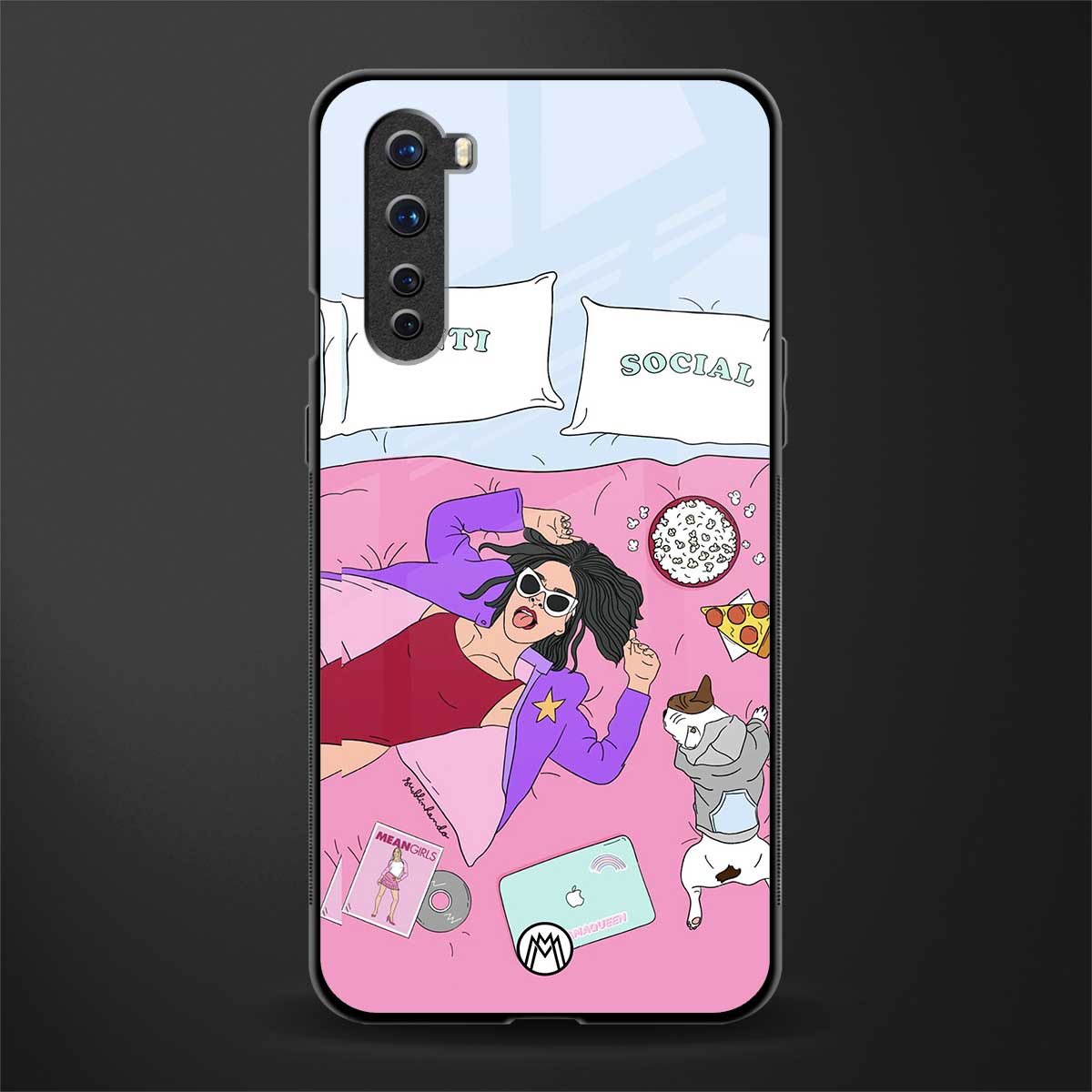 anti social chick girl glass case for oneplus nord ac2001 image