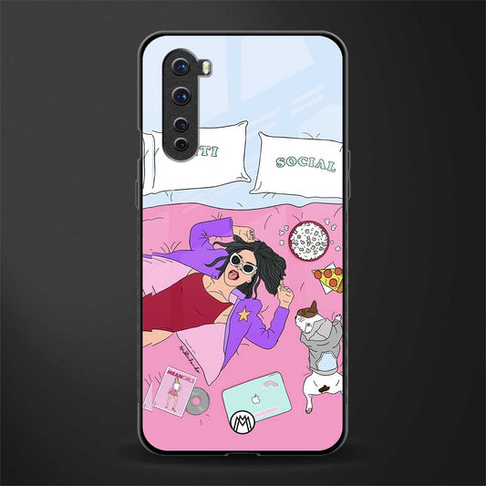 anti social chick girl glass case for oneplus nord ac2001 image