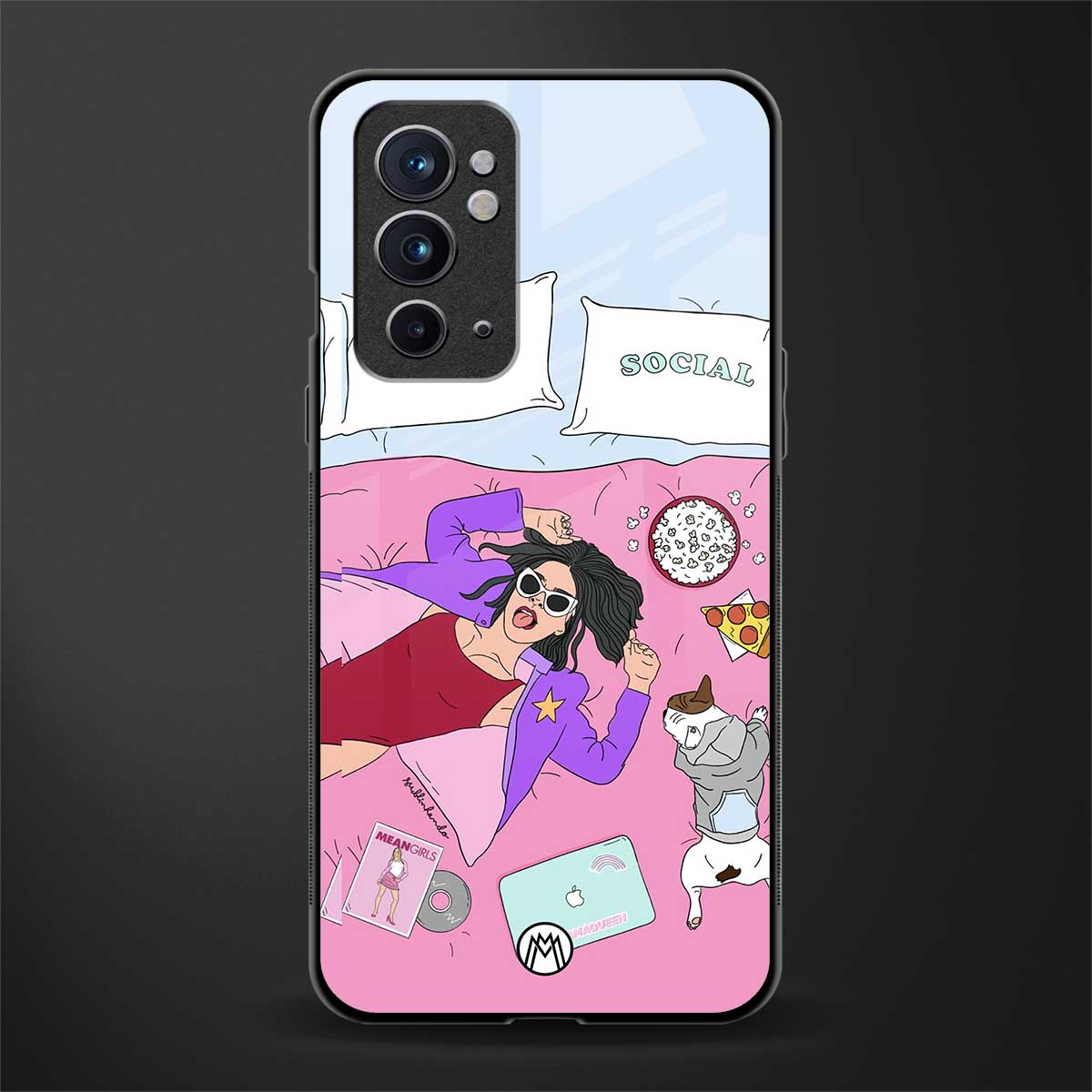 anti social chick girl glass case for oneplus 9rt image