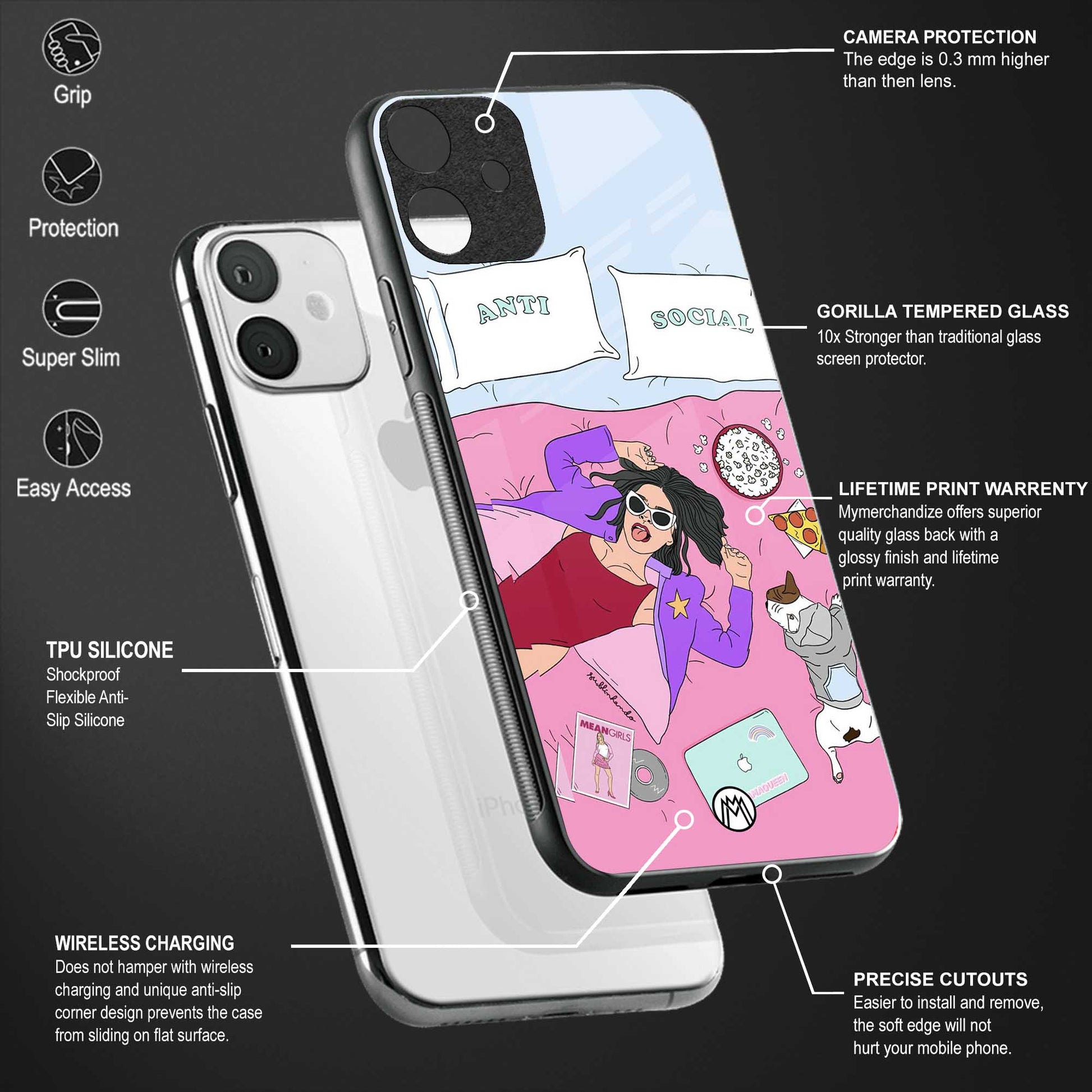 anti social chick girl back phone cover | glass case for samsung galaxy a04