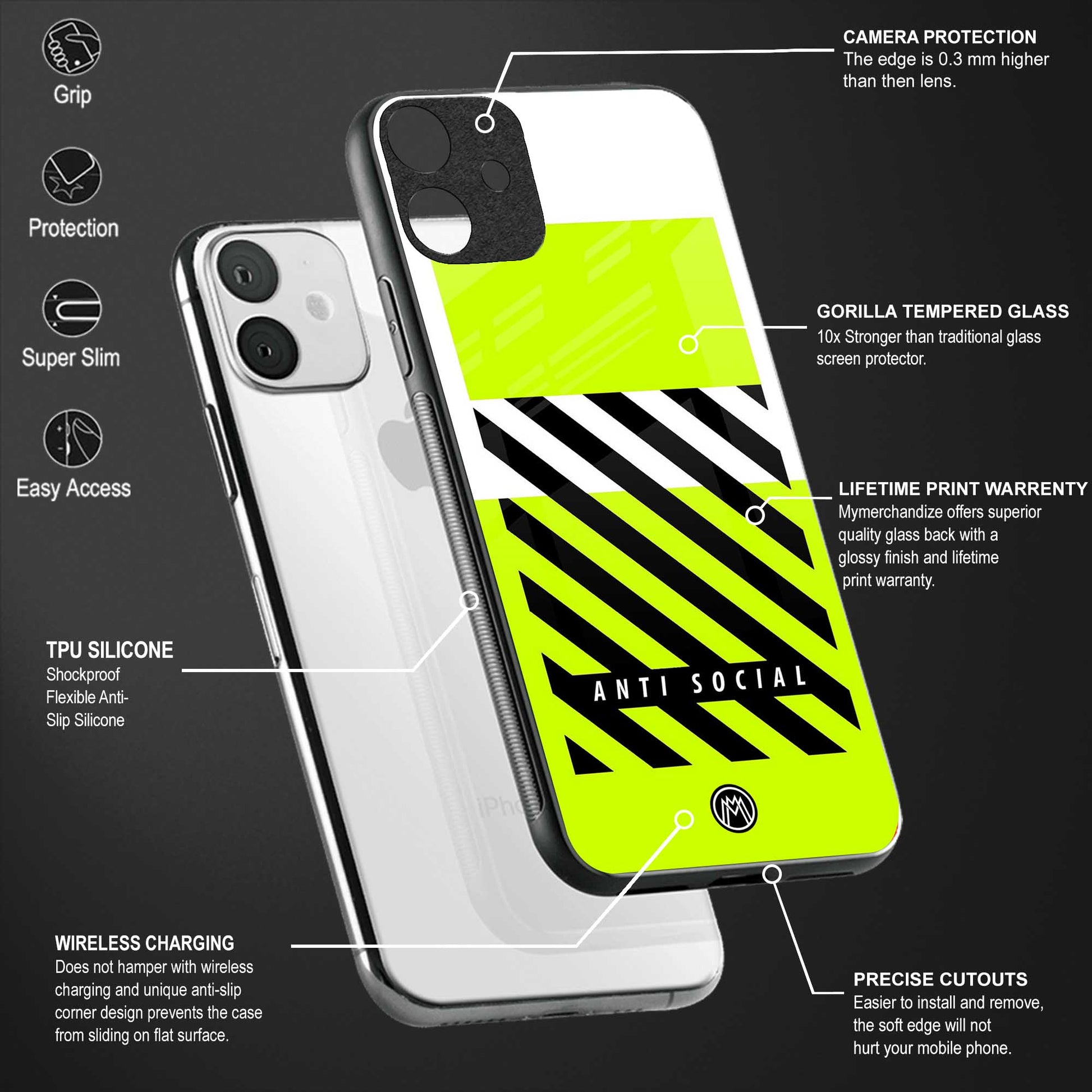 anti social back phone cover | glass case for iQOO 9 Pro