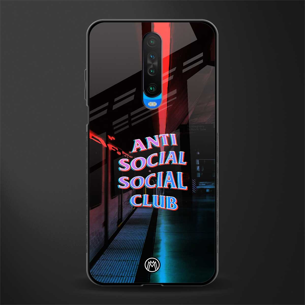 anti social social club glass case for poco x2 image