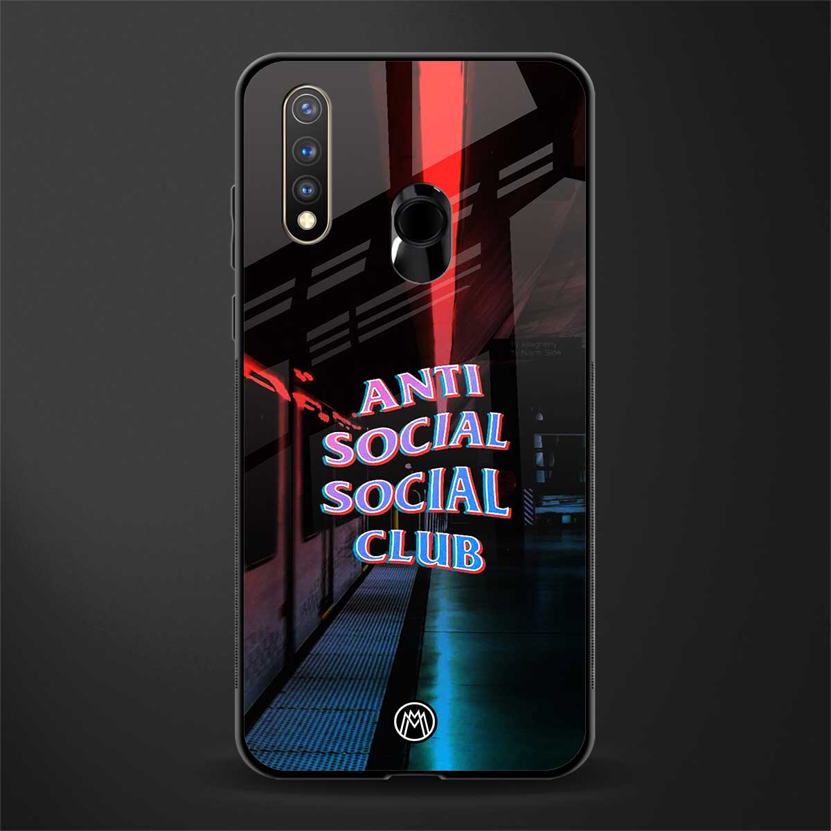 anti social social club glass case for vivo u20 image