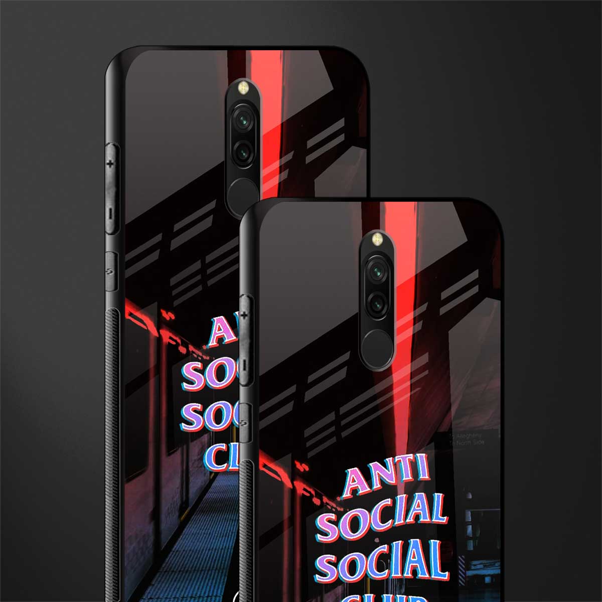 anti social social club glass case for redmi 8 image-2