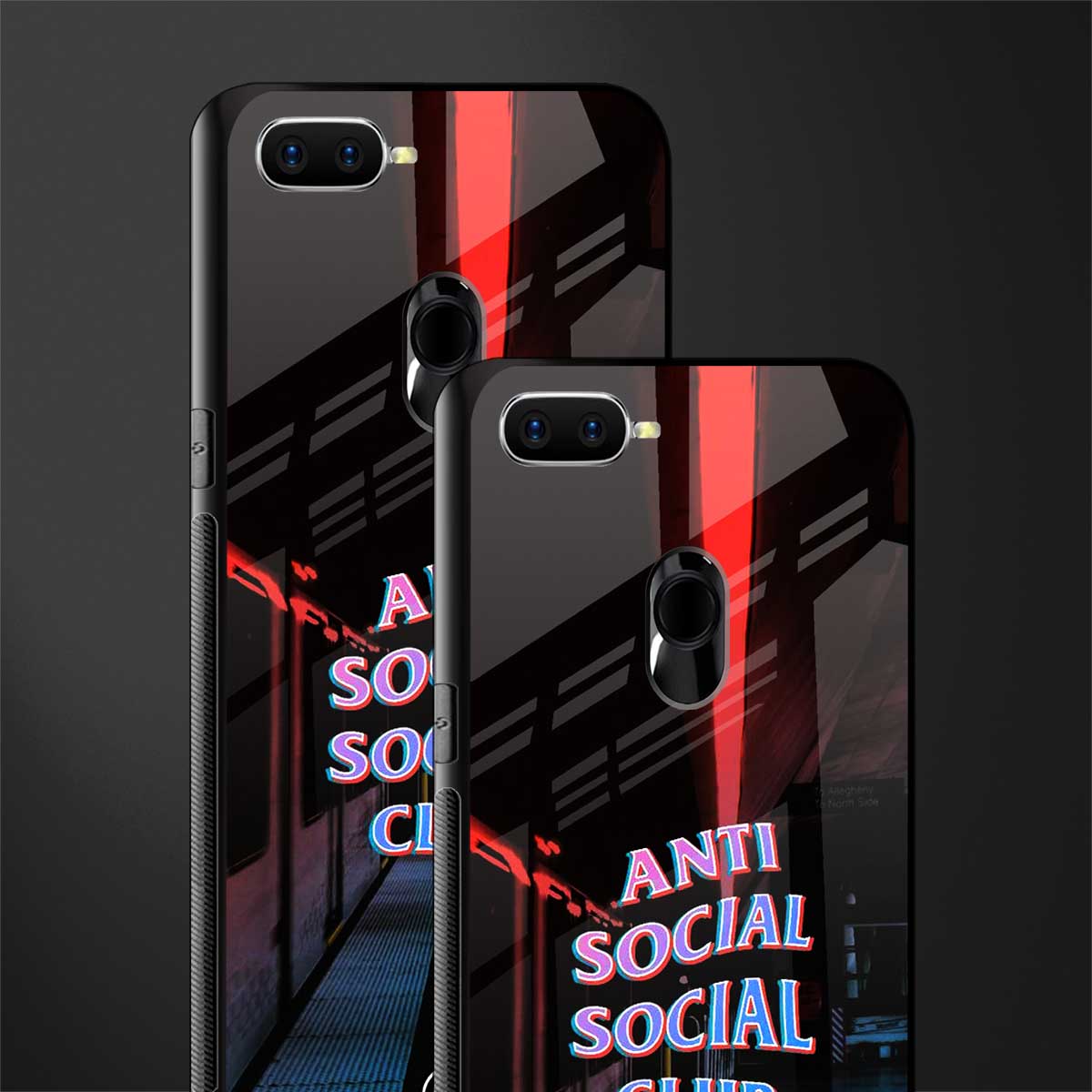 anti social social club glass case for oppo a7 image-2