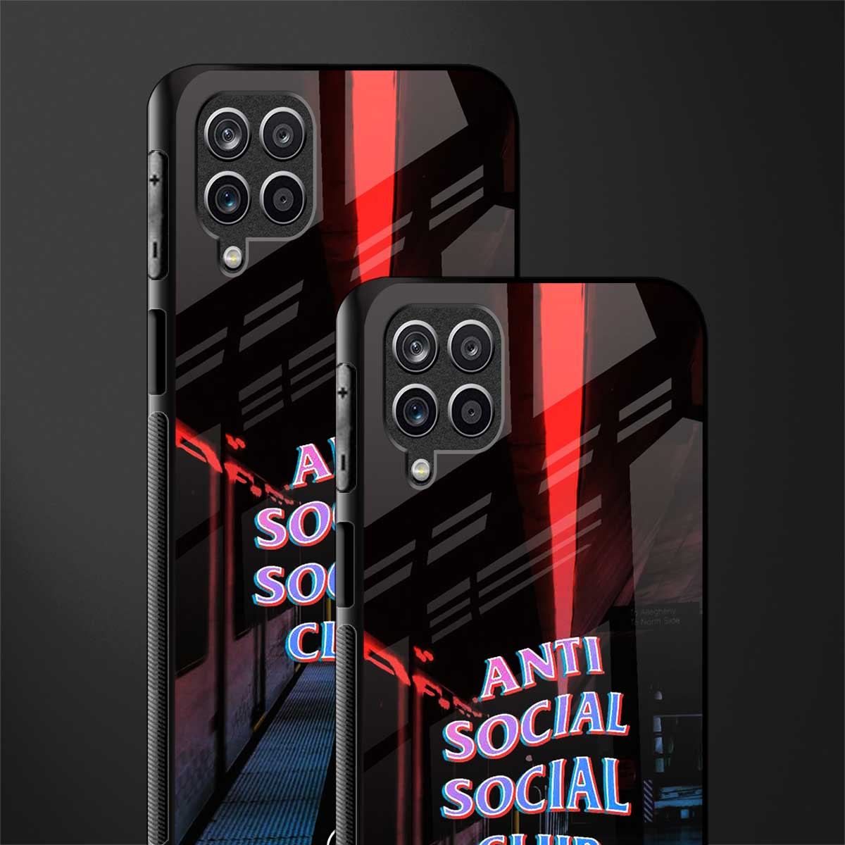 anti social social club back phone cover | glass case for samsung galaxy a22 4g