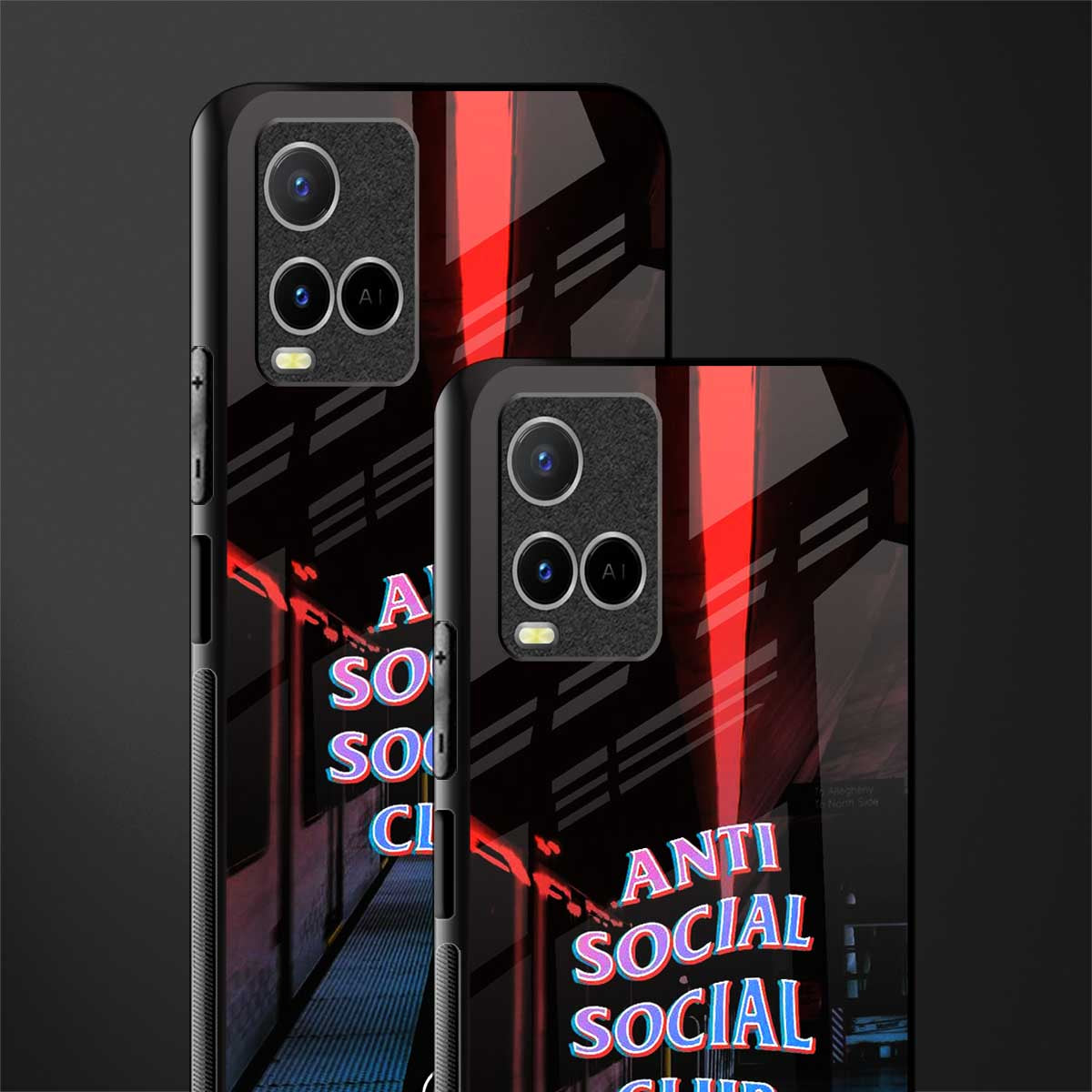 anti social social club glass case for vivo y21a image-2