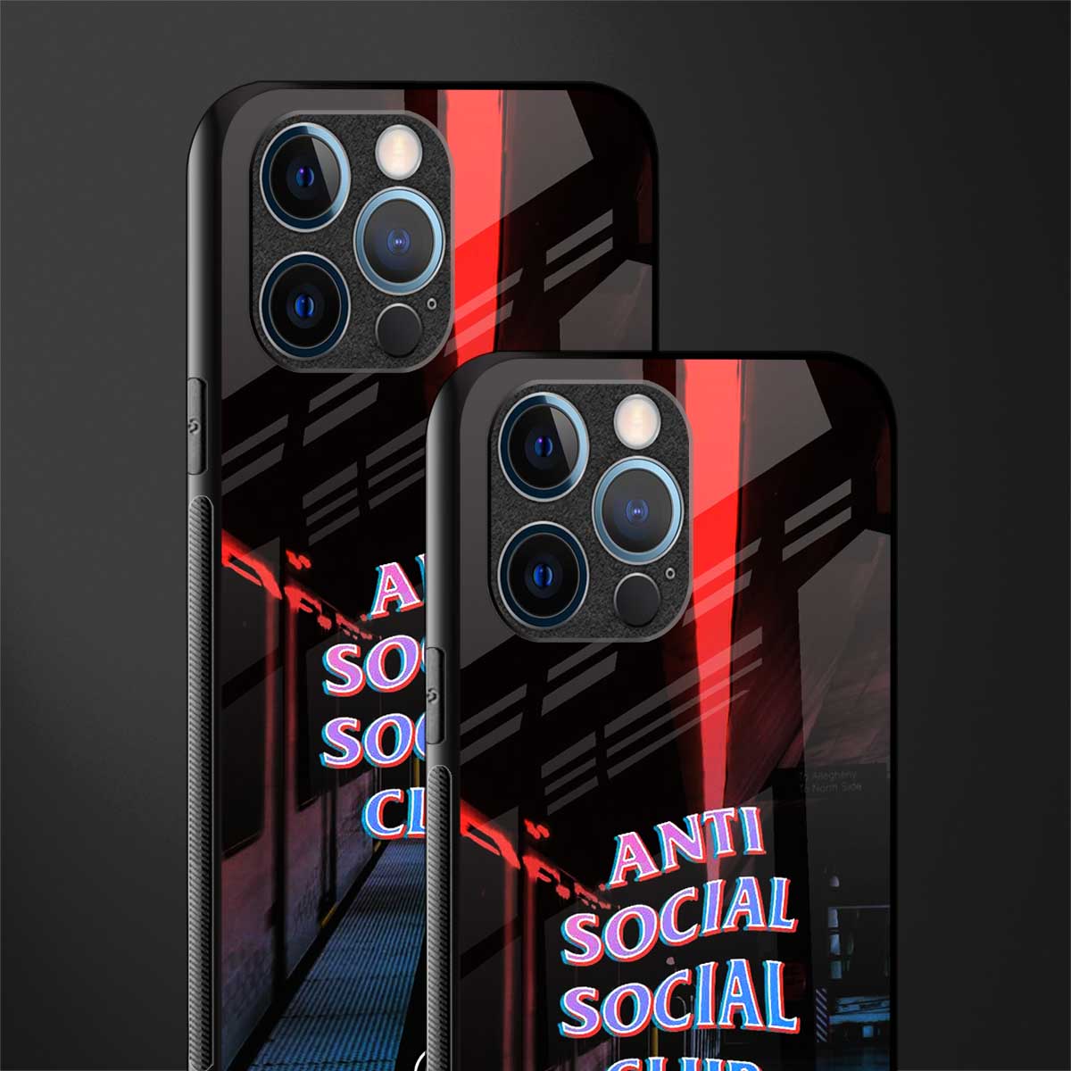 anti social social club glass case for iphone 14 pro image-2