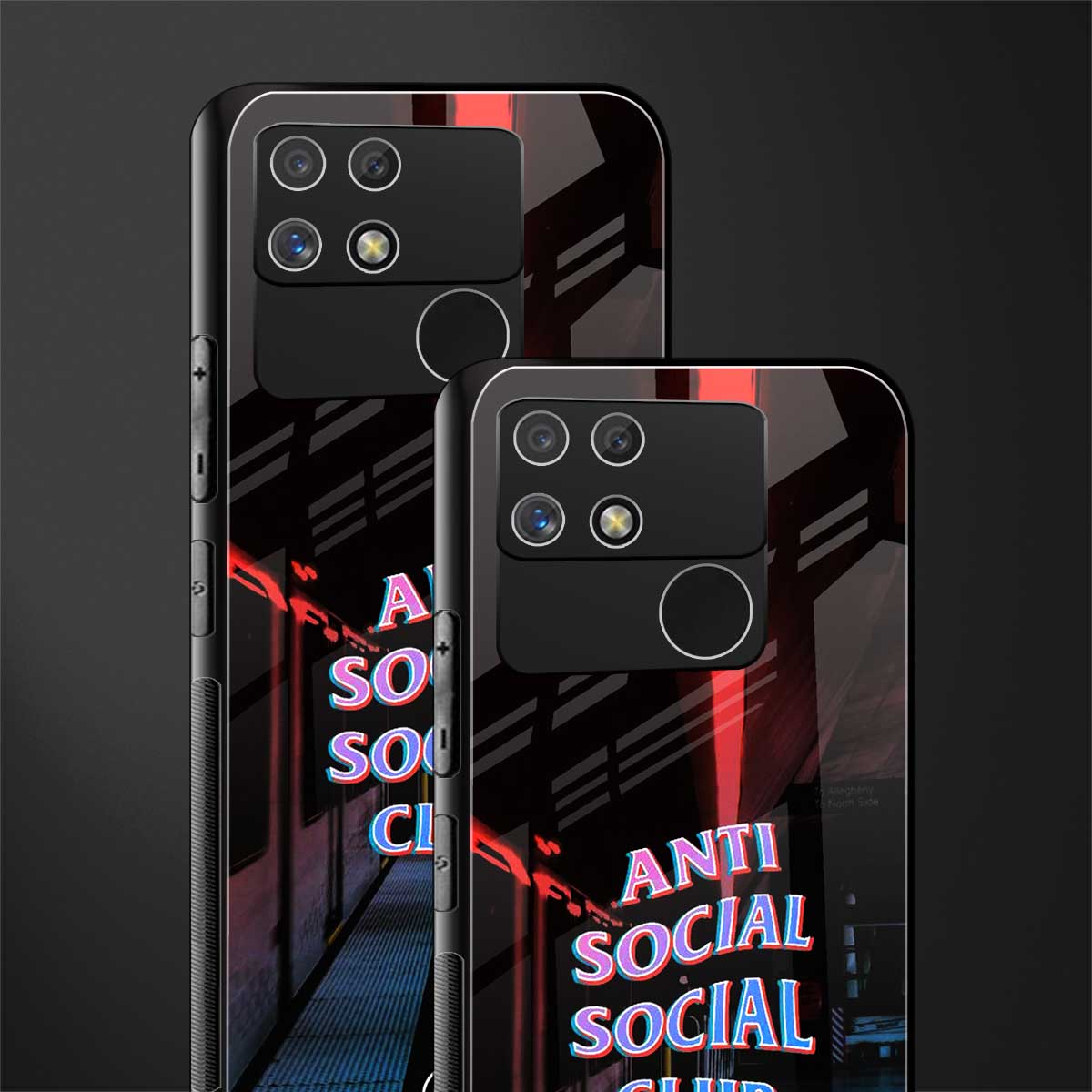 anti social social club back phone cover | glass case for realme narzo 50a