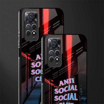 anti social social club back phone cover | glass case for redmi note 11 pro plus 4g/5g