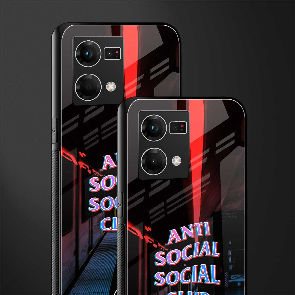 anti social social club back phone cover | glass case for oppo f21 pro 4g