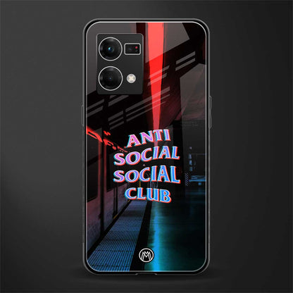 anti social social club back phone cover | glass case for oppo f21 pro 4g