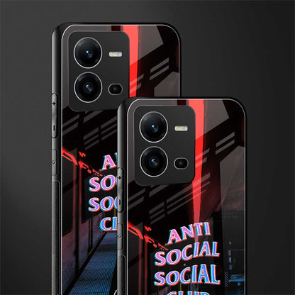 anti social social club back phone cover | glass case for vivo v25-5g