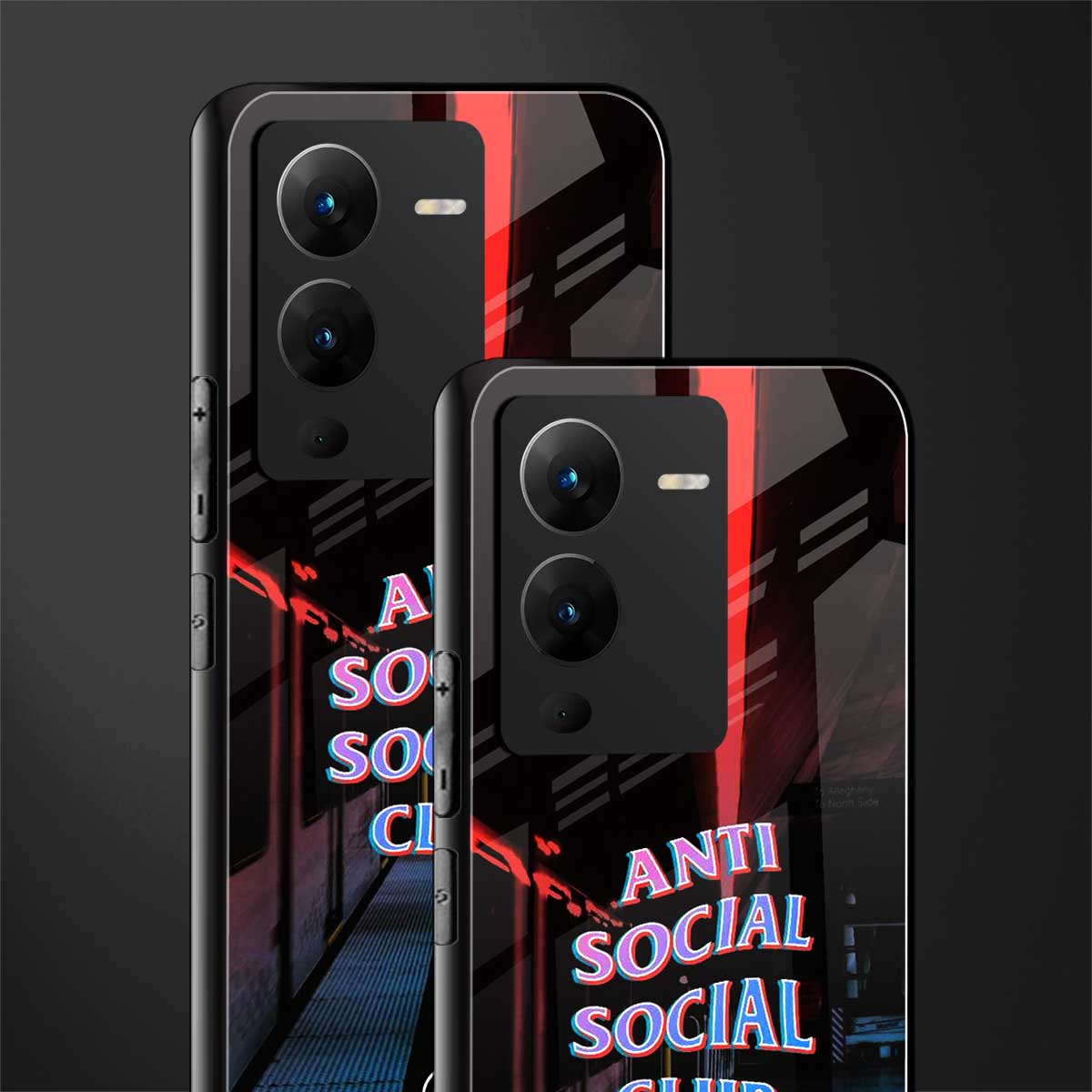 anti social social club back phone cover | glass case for vivo v25 pro 5g