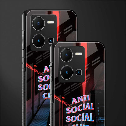 anti social social club back phone cover | glass case for vivo y35 4g