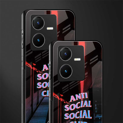 anti social social club back phone cover | glass case for vivo y22