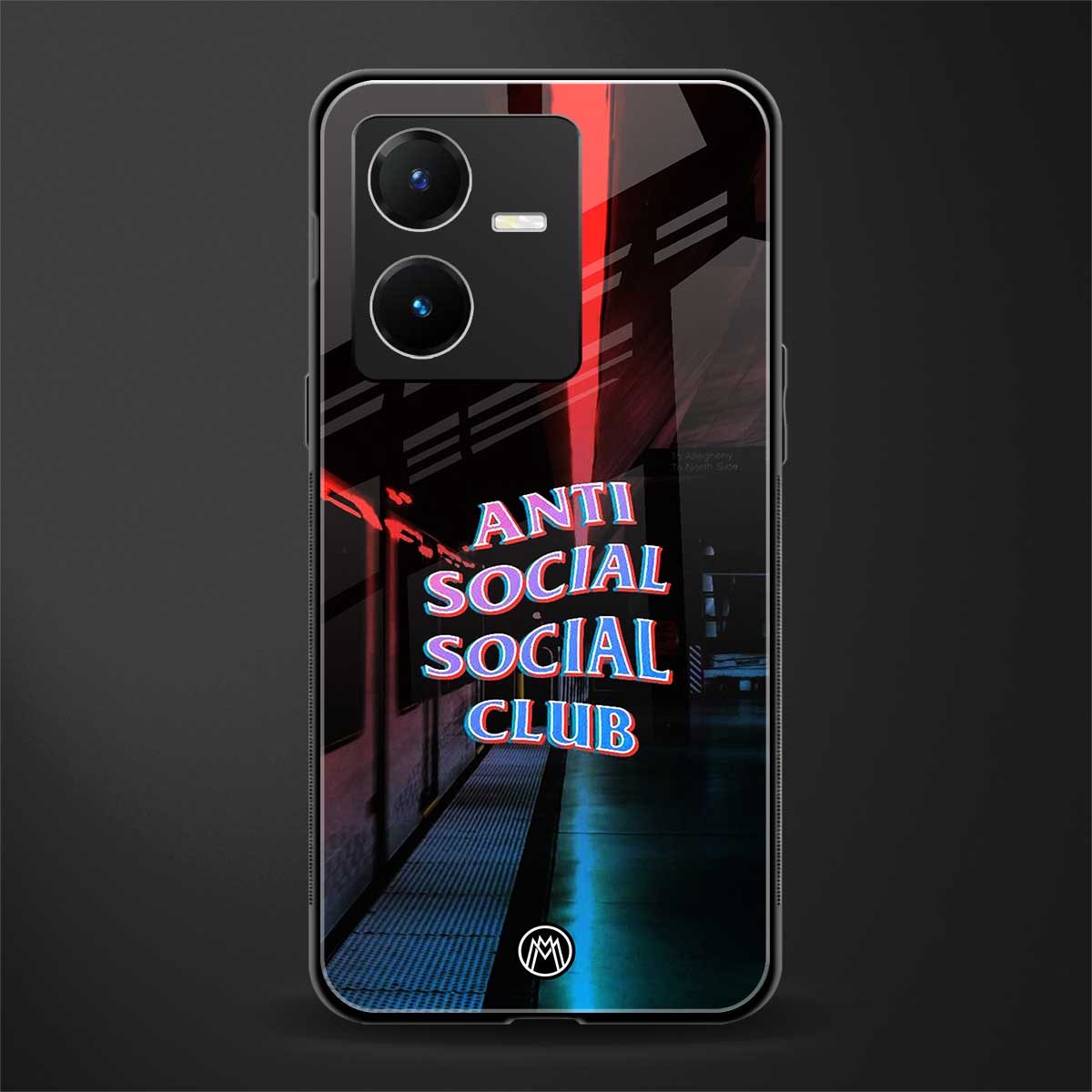 anti social social club back phone cover | glass case for vivo y22