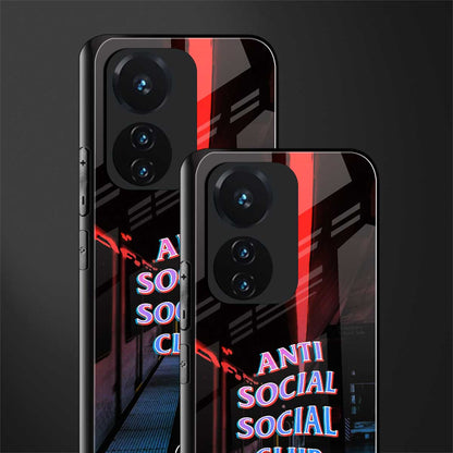 anti social social club back phone cover | glass case for vivo t1 44w 4g