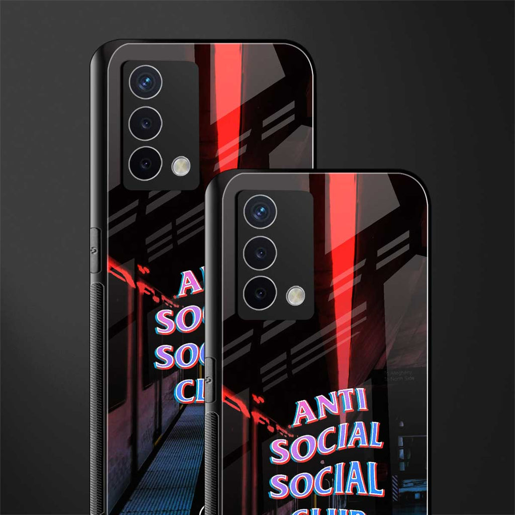 anti social social club back phone cover | glass case for oppo a74 4g