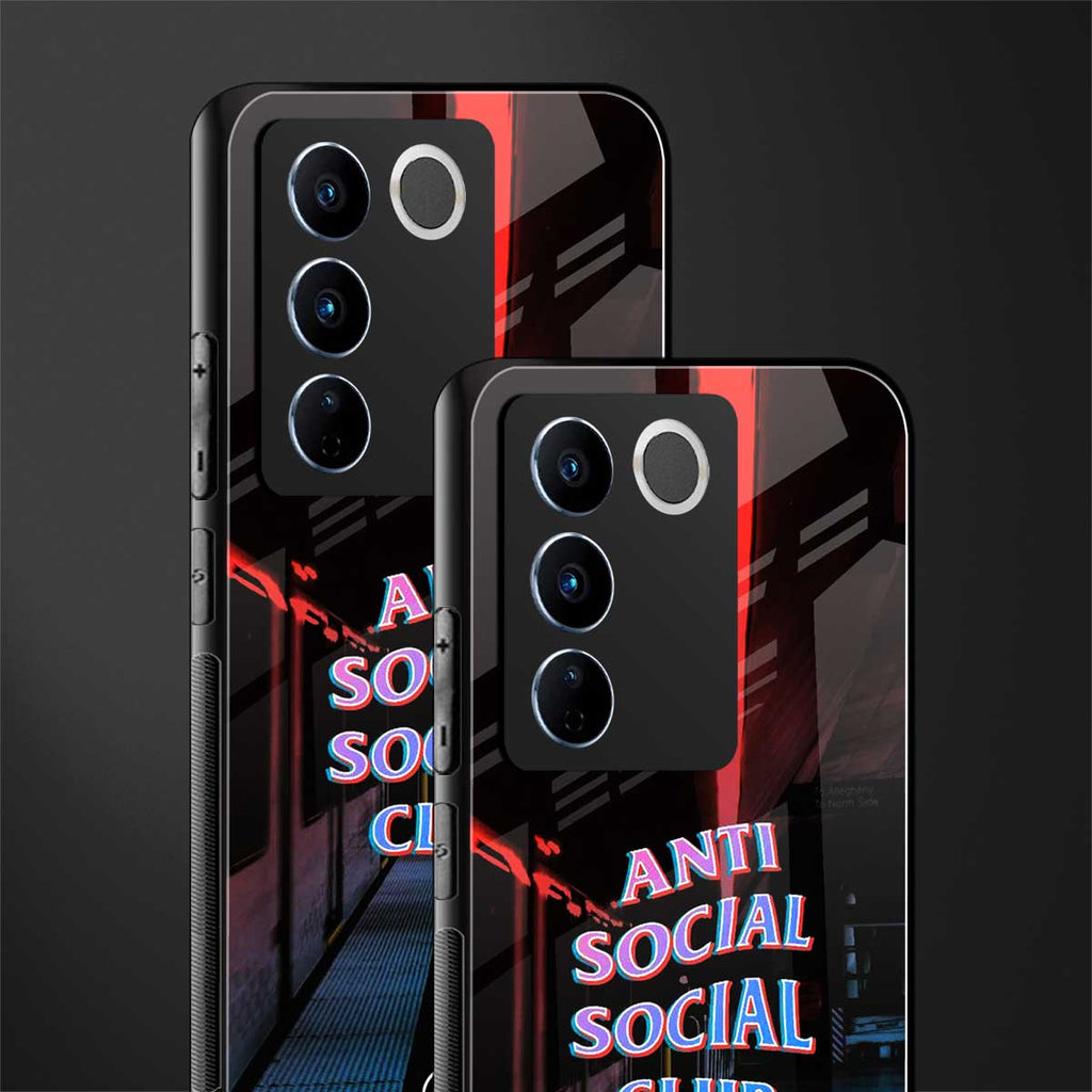 anti social social club back phone cover | glass case for vivo v27 pro 5g