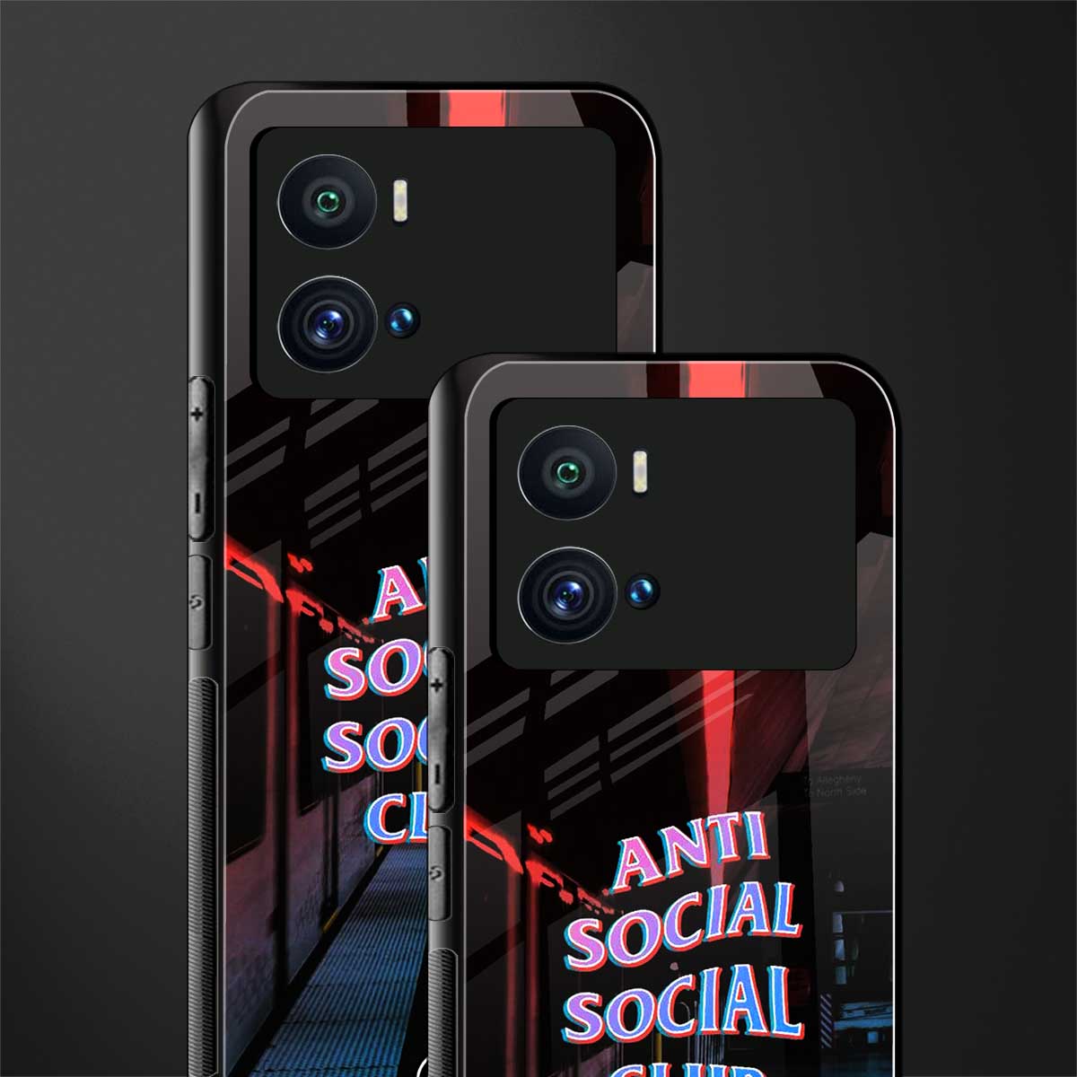 anti social social club back phone cover | glass case for iQOO 9 Pro