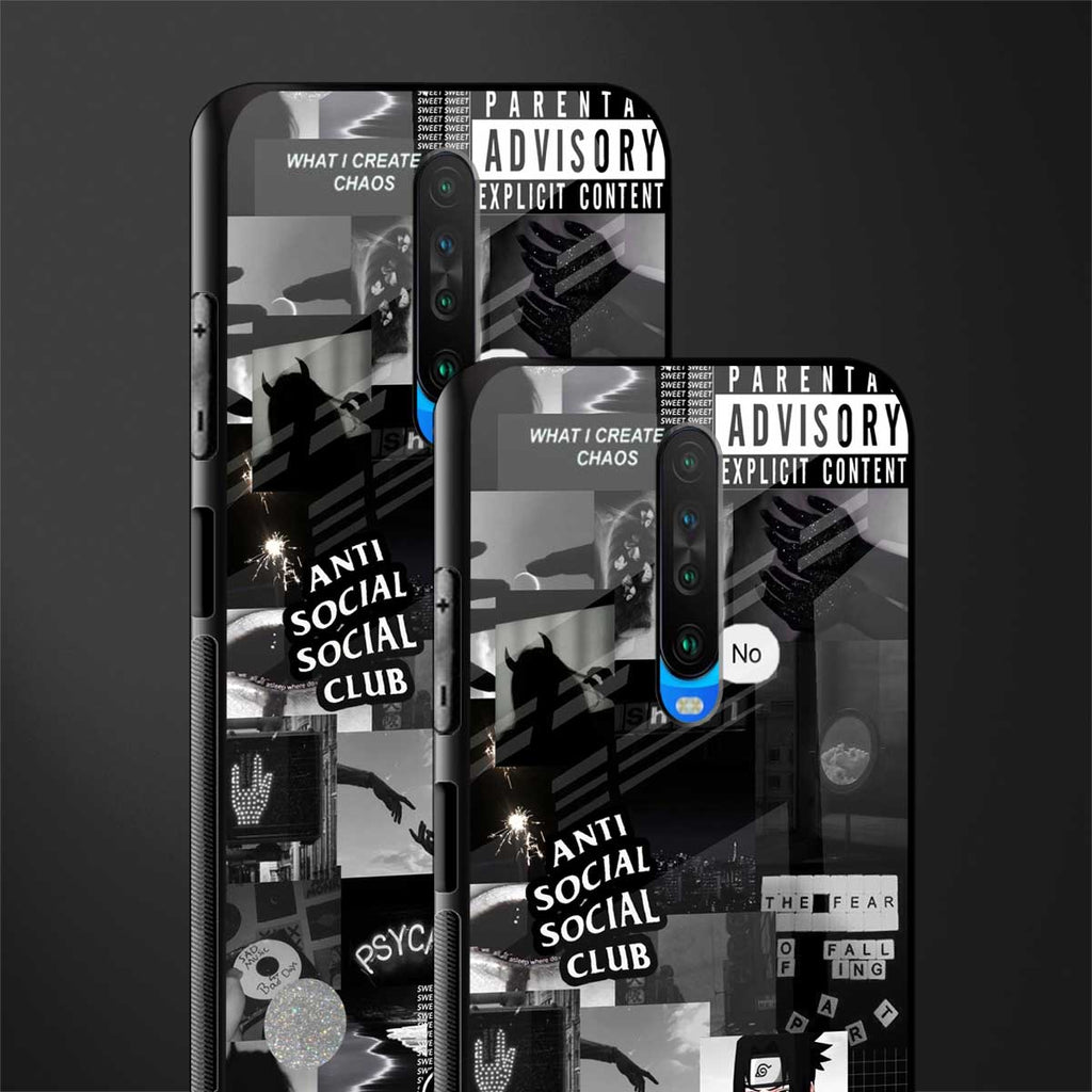 anti social social club dark edition glass case for poco x2 image-2