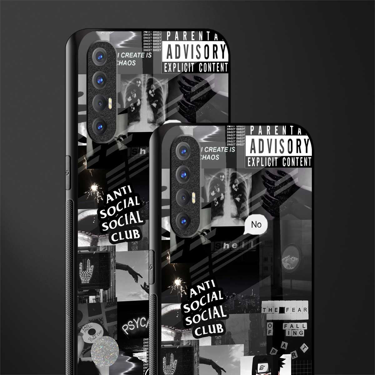 anti social social club dark edition glass case for oppo reno 3 pro image-2
