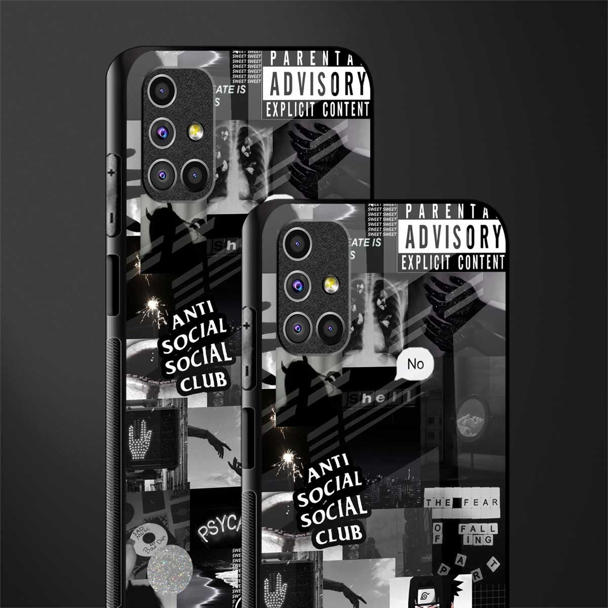 anti social social club dark edition glass case for samsung galaxy m51 image-2
