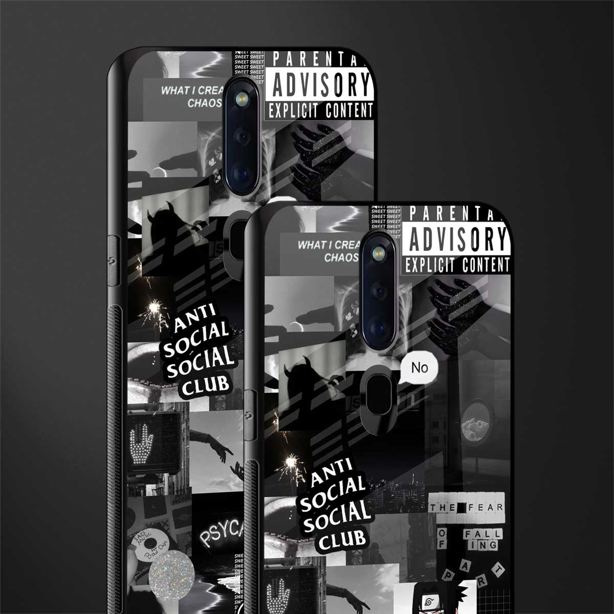 anti social social club dark edition glass case for oppo f11 pro image-2
